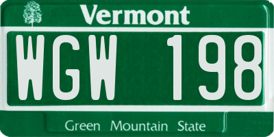 VT license plate WGW198