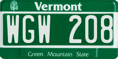 VT license plate WGW208
