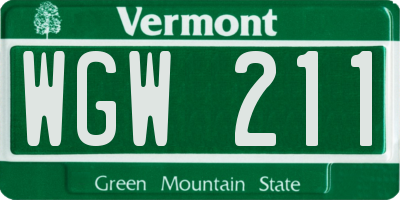 VT license plate WGW211