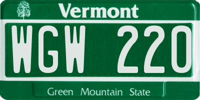 VT license plate WGW220