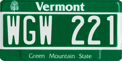 VT license plate WGW221