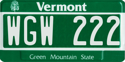 VT license plate WGW222