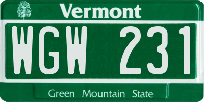 VT license plate WGW231