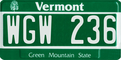 VT license plate WGW236