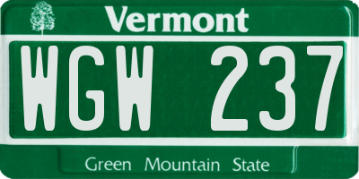 VT license plate WGW237