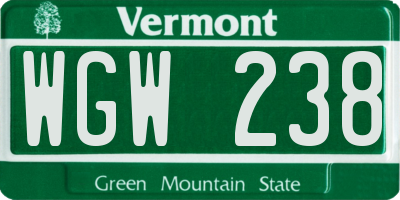 VT license plate WGW238