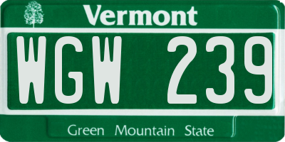 VT license plate WGW239