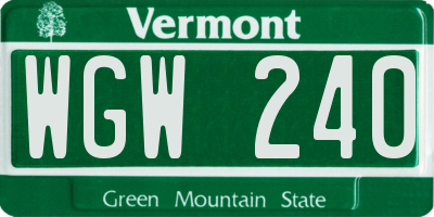 VT license plate WGW240