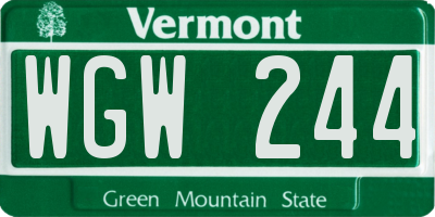 VT license plate WGW244