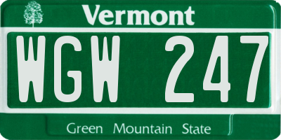 VT license plate WGW247