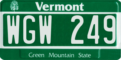 VT license plate WGW249