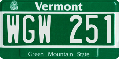 VT license plate WGW251