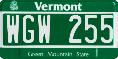 VT license plate WGW255