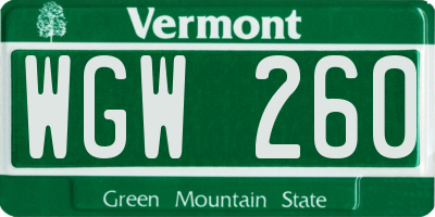 VT license plate WGW260