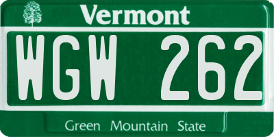 VT license plate WGW262