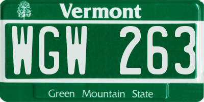 VT license plate WGW263