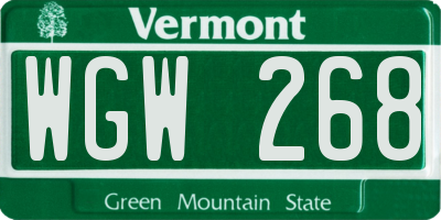 VT license plate WGW268