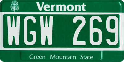 VT license plate WGW269
