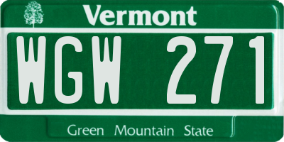 VT license plate WGW271