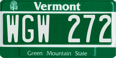 VT license plate WGW272