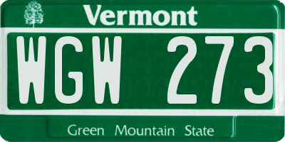 VT license plate WGW273