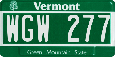 VT license plate WGW277