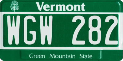 VT license plate WGW282