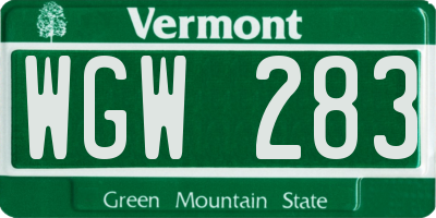 VT license plate WGW283