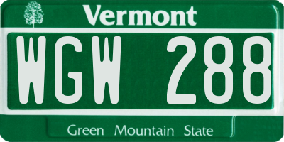 VT license plate WGW288