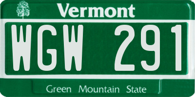 VT license plate WGW291