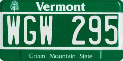 VT license plate WGW295