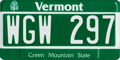 VT license plate WGW297