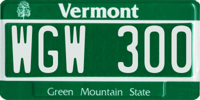 VT license plate WGW300
