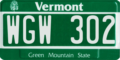 VT license plate WGW302