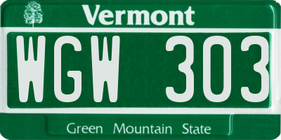 VT license plate WGW303