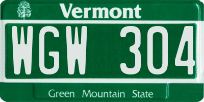 VT license plate WGW304