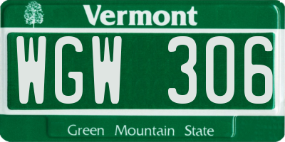 VT license plate WGW306