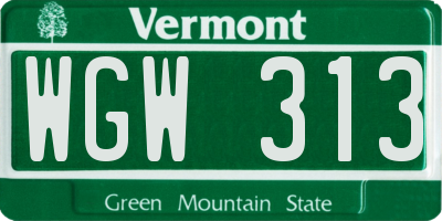 VT license plate WGW313