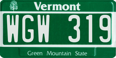 VT license plate WGW319