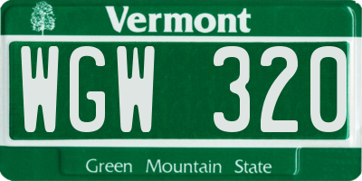 VT license plate WGW320
