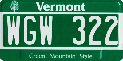 VT license plate WGW322