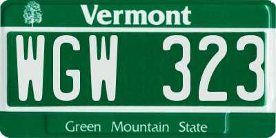 VT license plate WGW323