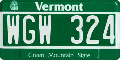 VT license plate WGW324