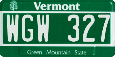 VT license plate WGW327