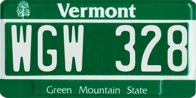 VT license plate WGW328