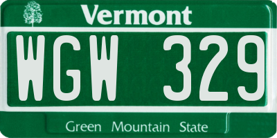 VT license plate WGW329