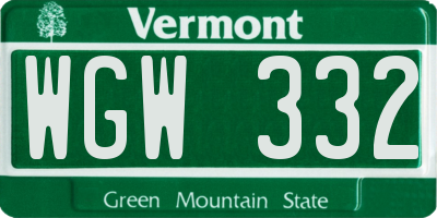 VT license plate WGW332