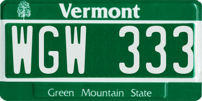 VT license plate WGW333