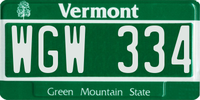 VT license plate WGW334