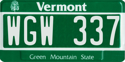 VT license plate WGW337